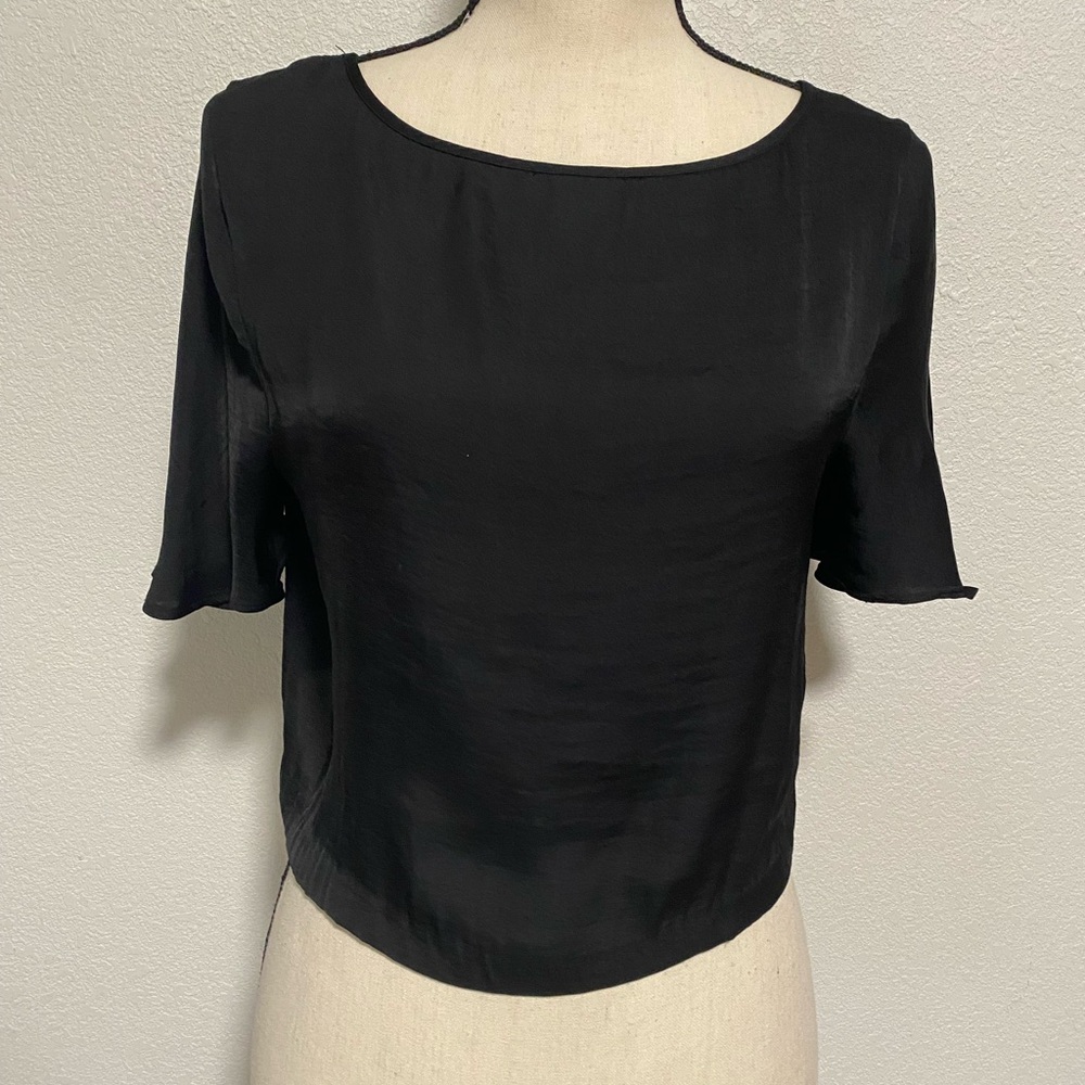 Victorias Secret Black Satin Crop Top